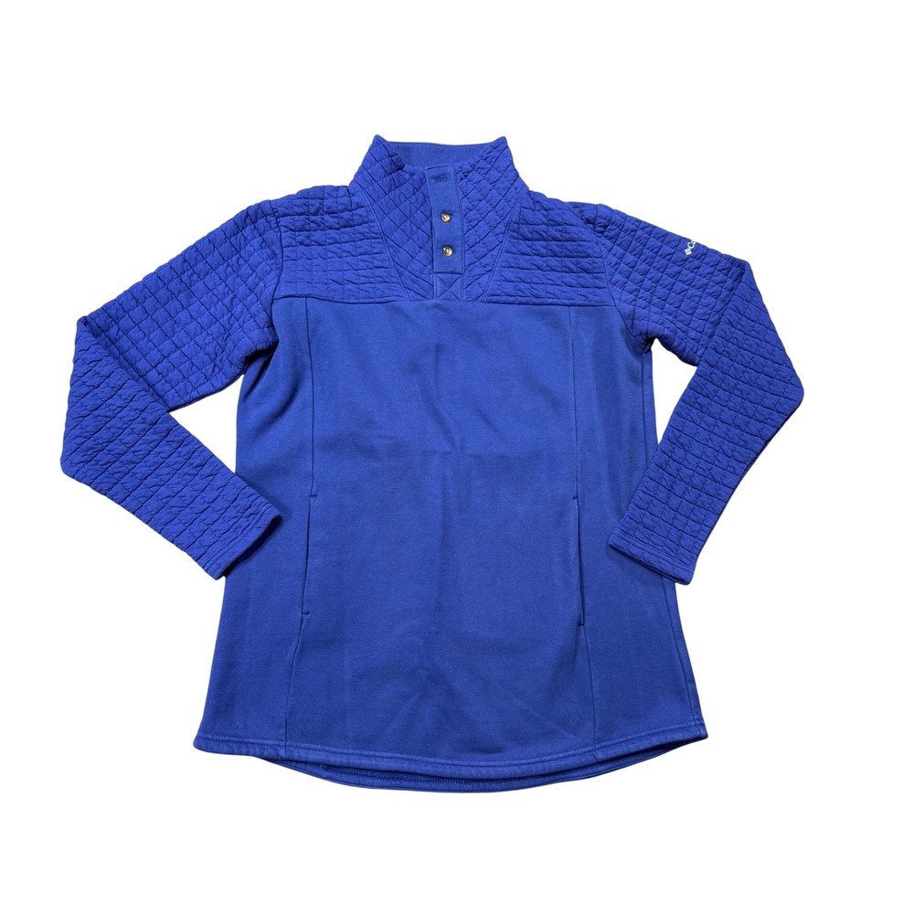 Columbia Pullover Womens XL Blue Excellent Quilted Snap Neck Fleece AL2890
